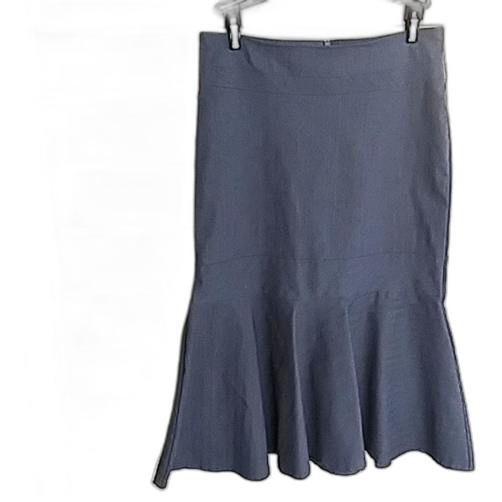 Bisou Bisou Skirt Gray Pencil with Dropped Peplum Flounce Details Qualit…